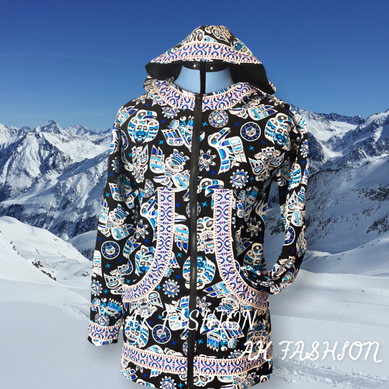 love birds Black and blue kuspuk women kuspuk Native Spirit Kuspuk 
