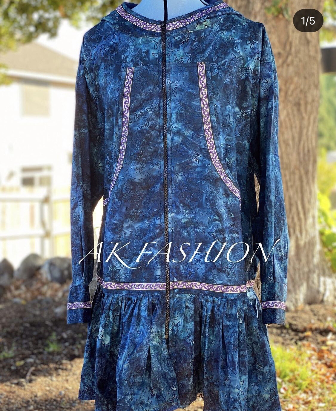 Women kuspuk adult kuspuk alaska kuspuk dress/jacket Marine Mini Plumeria Dark Green