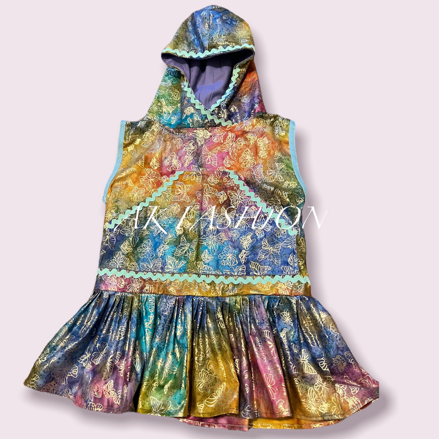Girls dress Children&#39;s Kuspuk dress sleeveless Butterfly Rainbow Kuspuk 