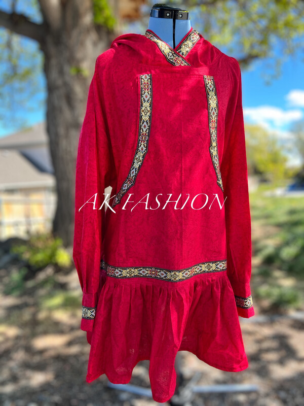  Red women kuspuks adult kuspuk alaska Red kuspuk