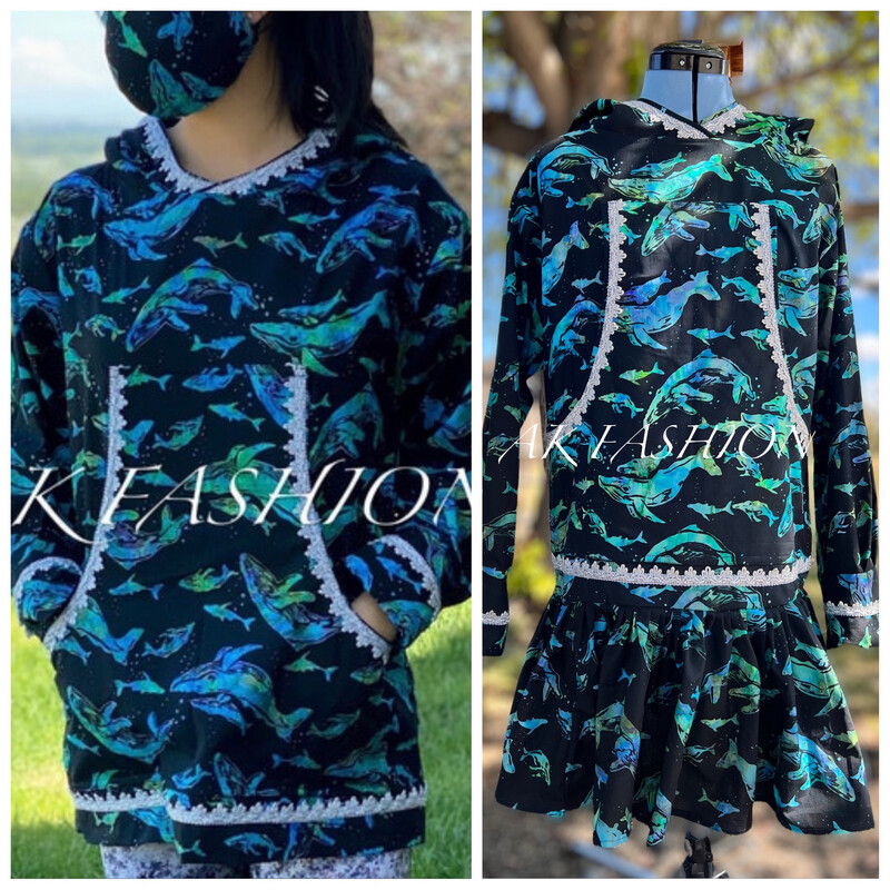 Whale And Flower Trim Women Kuspuk 