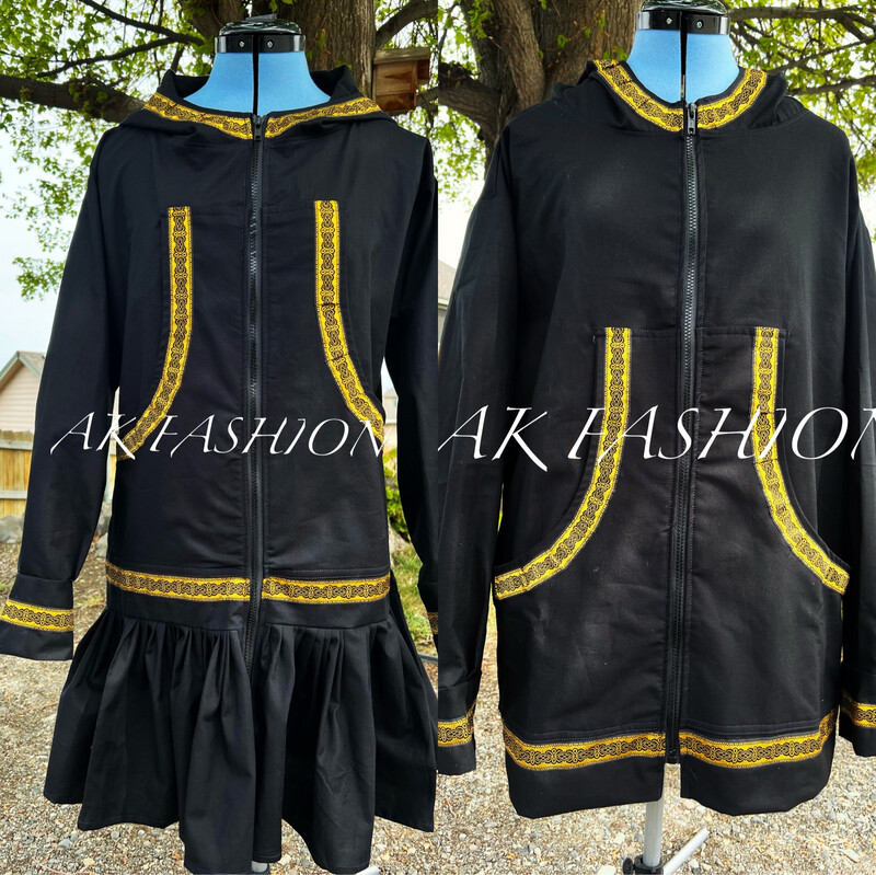 Men/women kuspuk  Black With Gold  kuspuk