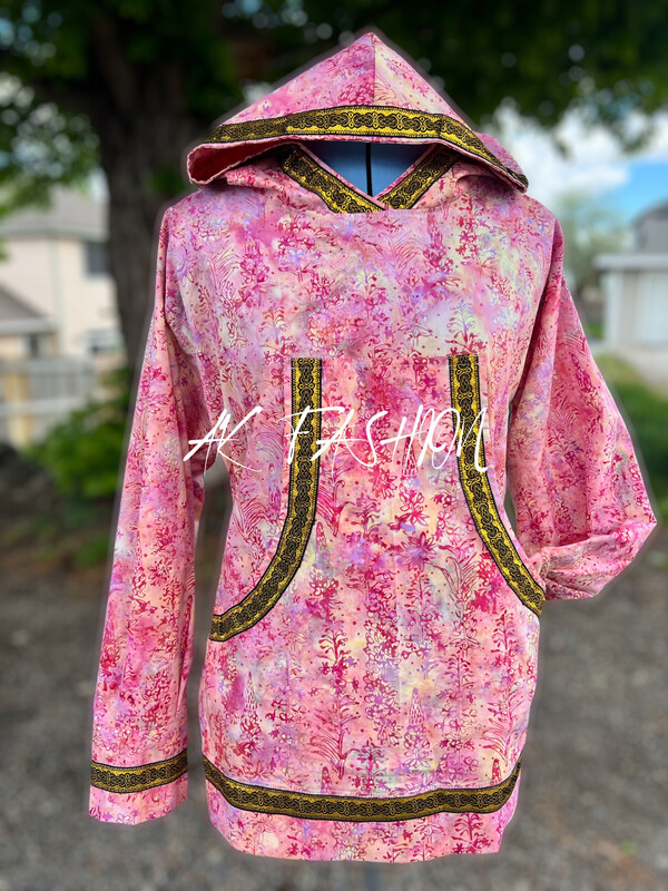 Pink Fireweed women kuspuk With Gold 