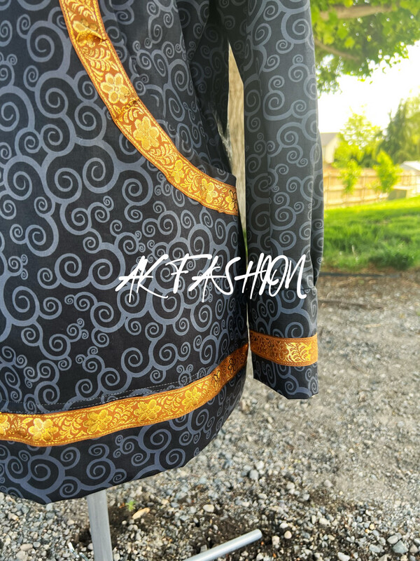 Black foil swirls With Gold kuspuk