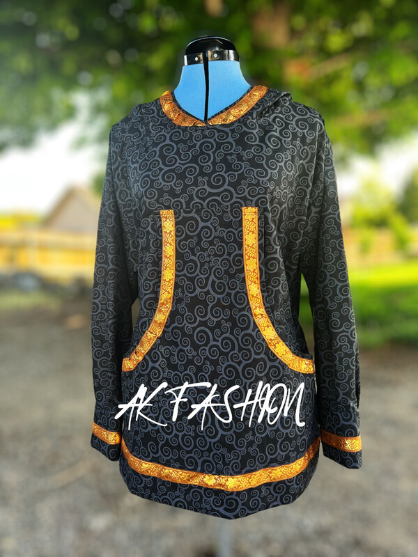 Black foil swirls With Gold kuspuk