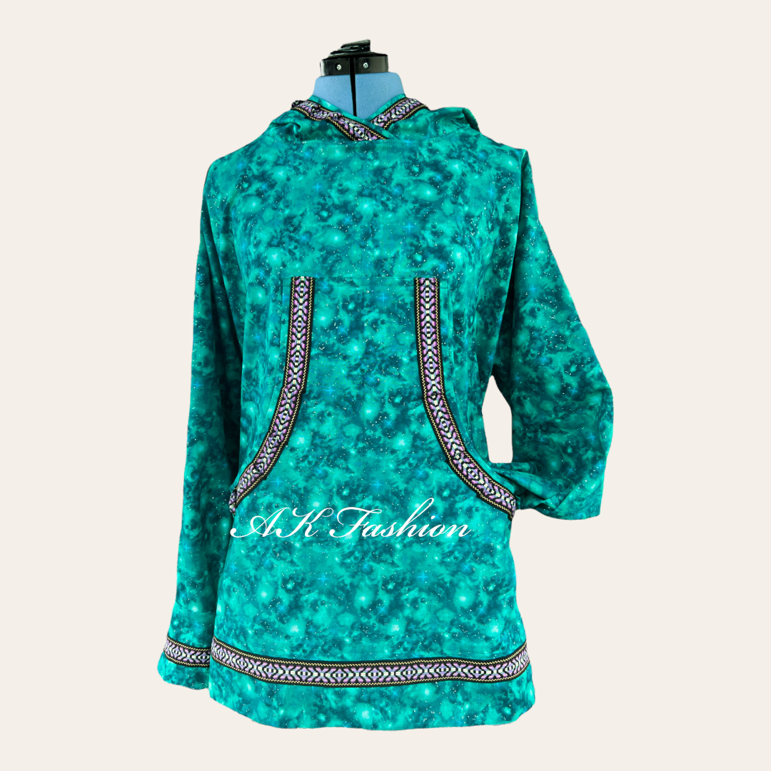 Green Sparkling With Purple Trim women Kuspuk 