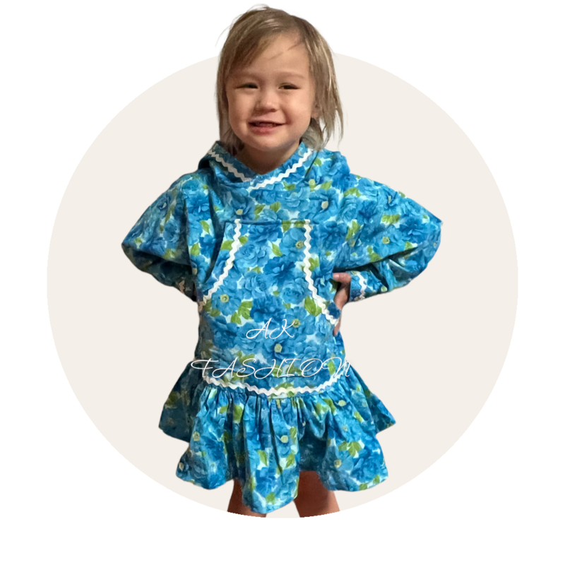 Blue Flowers  Children Kuspuk  Kuspuk Children's Kuspuk dress girl kuspuk