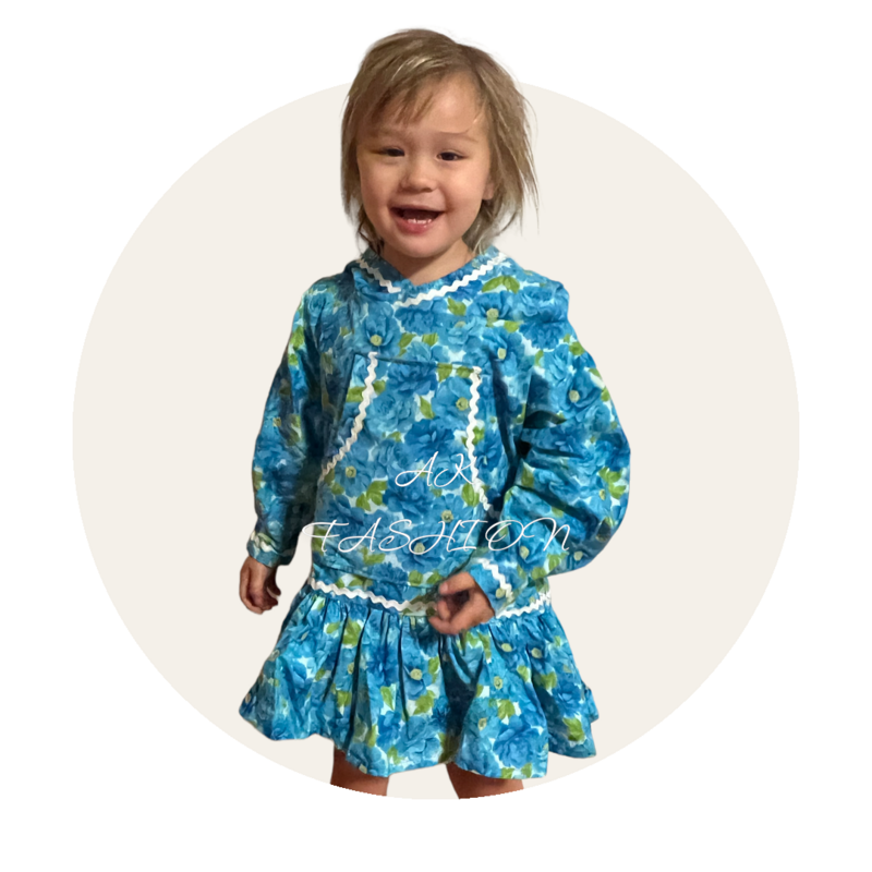 Blue Flowers  Children Kuspuk  Kuspuk Children&#39;s Kuspuk dress girl kuspuk