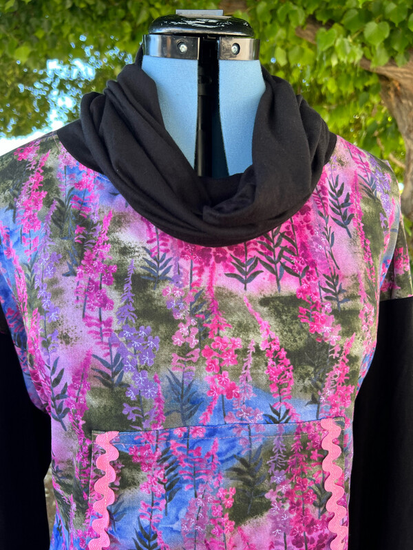 Pink Fireweed Women kuspuk adult kuspuk alaska kuspuk cowl neck with knit sleeves