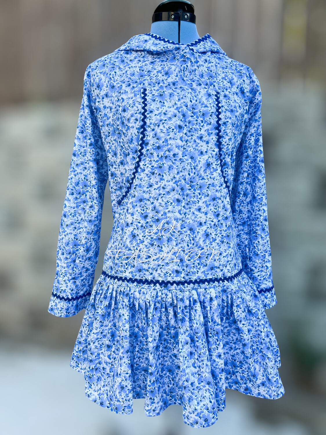 WaterColor Blue Floral women kuspuk