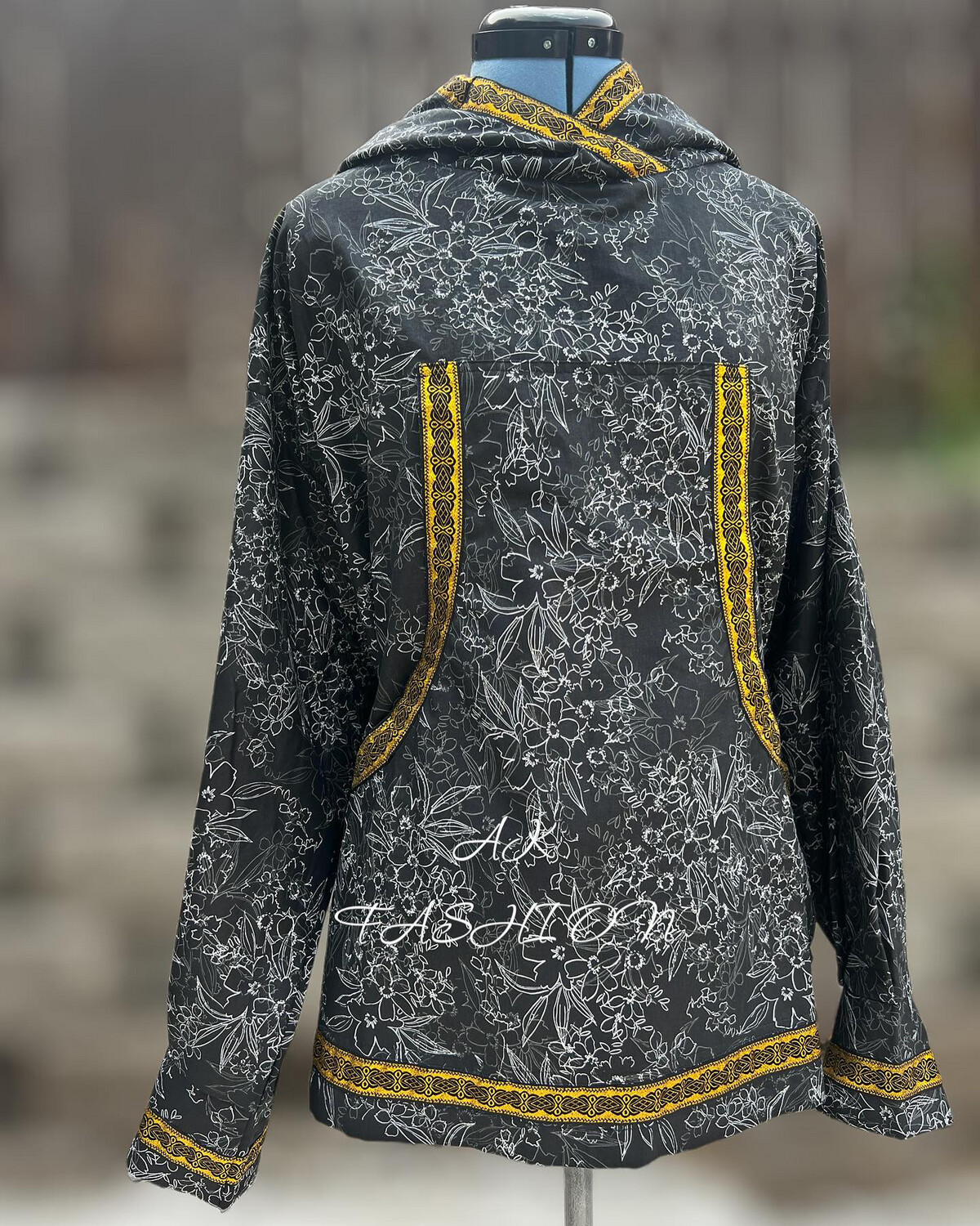 Black White Sketch Florals kuspuk Women Kuspuk alaska kuspuk