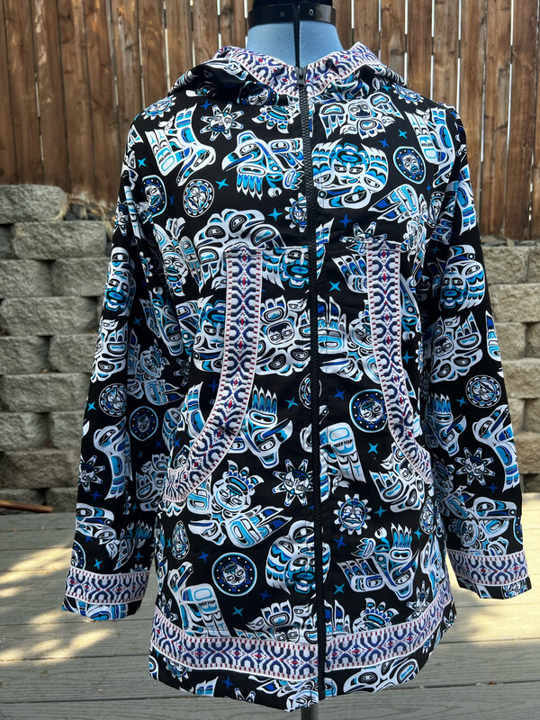 love birds Black and blue kuspuk women kuspuk Native Spirit Kuspuk 