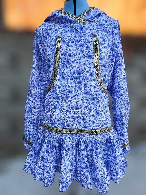 WaterColor Blue Floral women kuspuk
