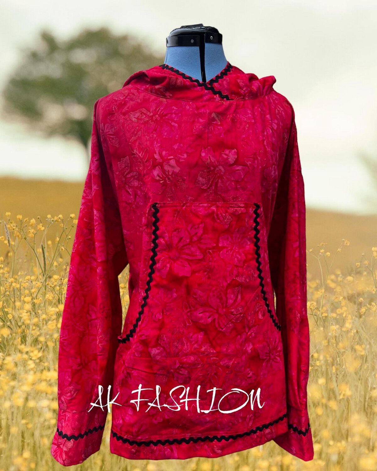  Red Floral women kuspuks adult kuspuk alaska Red kuspuk