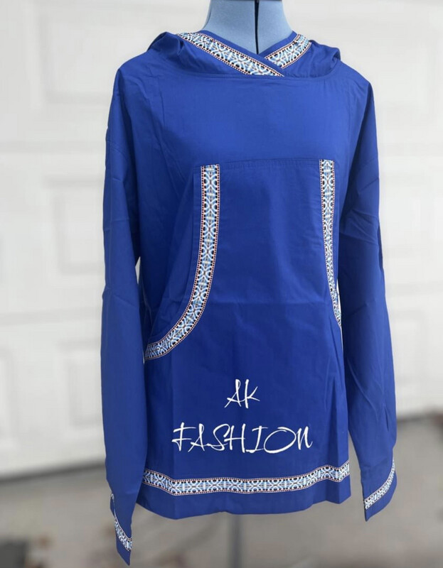 Solid Blue With White Trim women/men kuspuk adult kuspuk alaska kuspuk