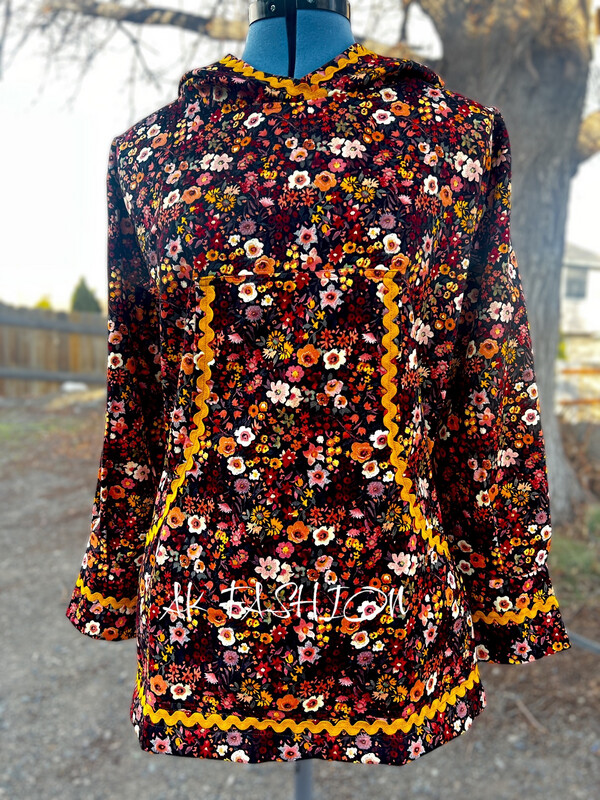 Shades Of Orange floral Kuspuk Women kuspuk