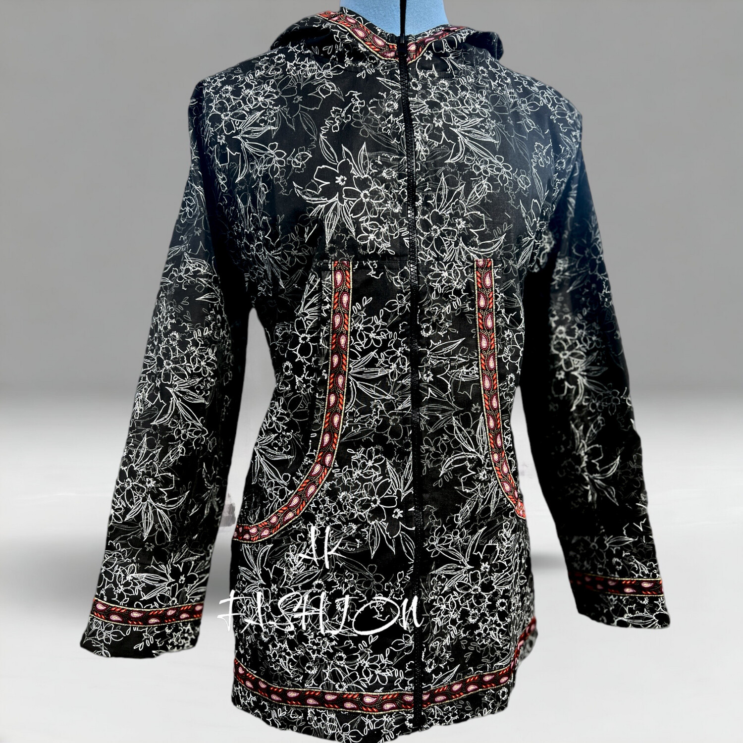 Black White Sketch Florals kuspuk kuspuk Women Kuspuk alaska kuspuk
