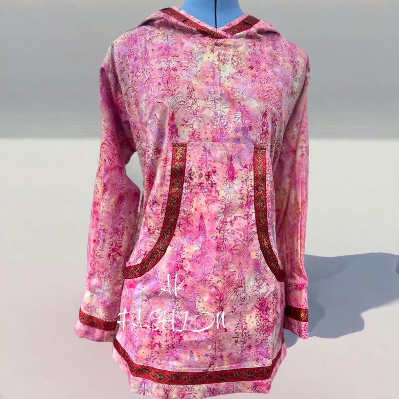 Pink Fireweed women kuspuk With Red