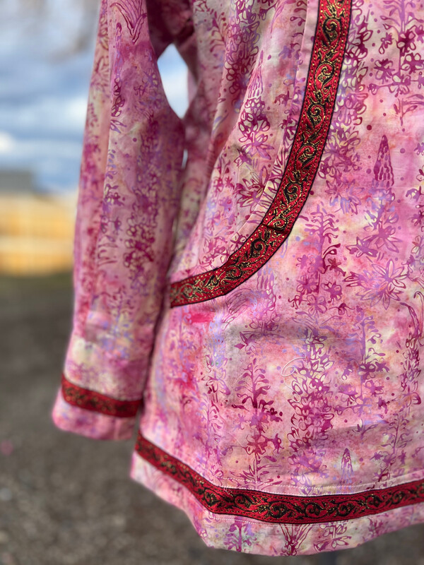 Pink Fireweed women kuspuk With Red