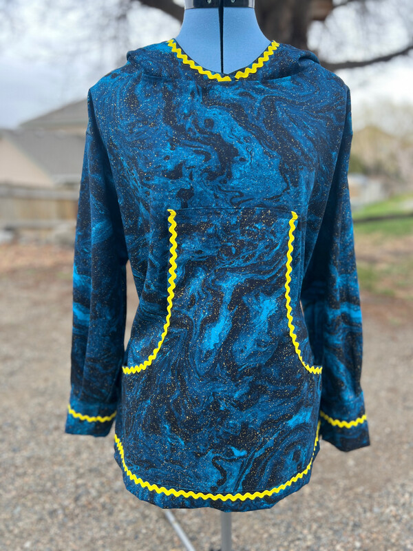 Oil slick turquoise metallic Women kuspuk pull over adult kuspuk alaska kuspuk galaxy