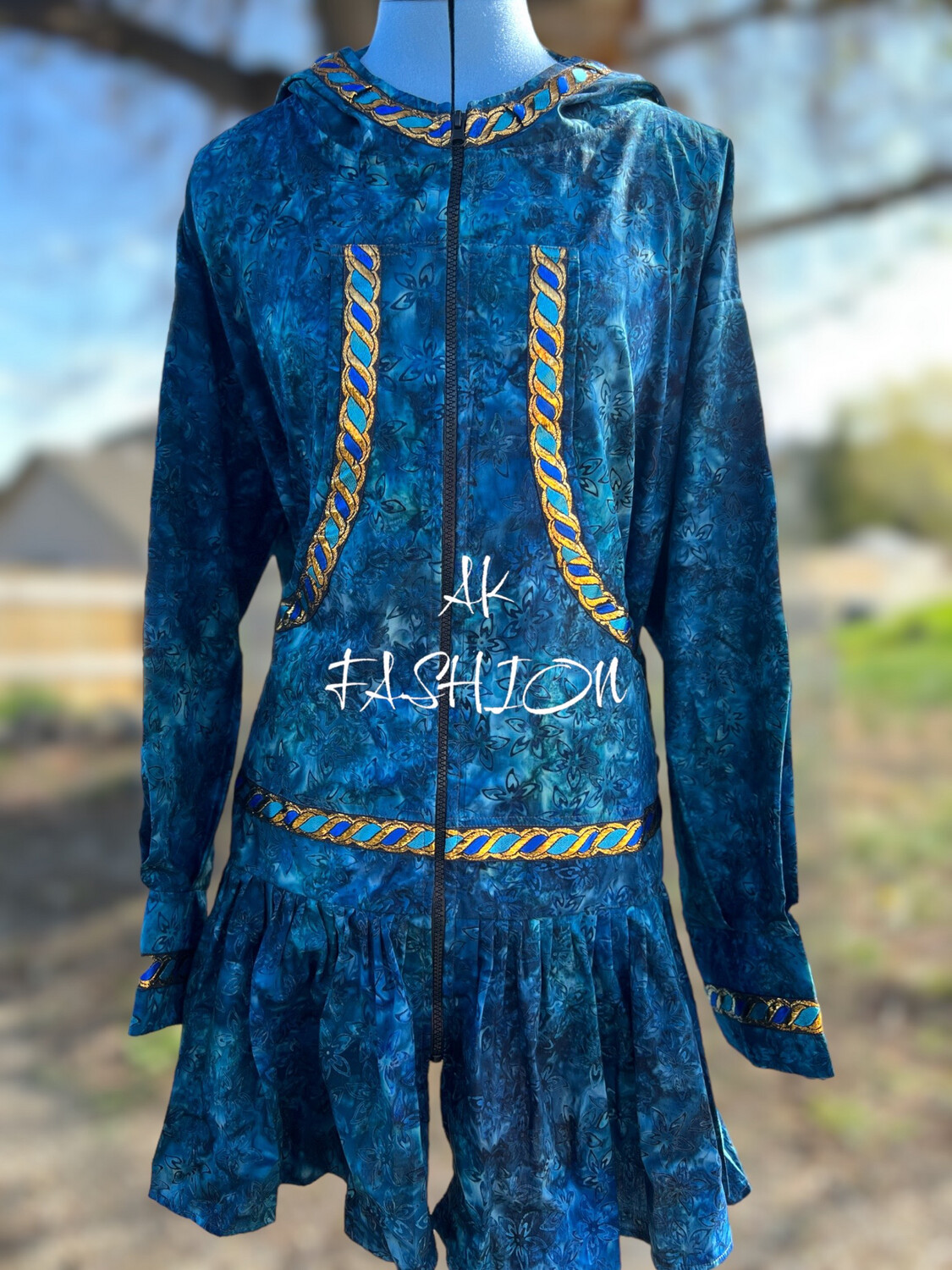 Women kuspuk adult kuspuk alaska kuspuk dress/jacket Marine Mini Plumeria Dark Green