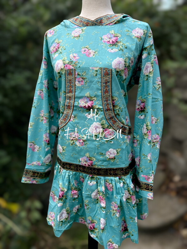 Floral In Teal kuspuk adult kuspuk alaska kuspuk