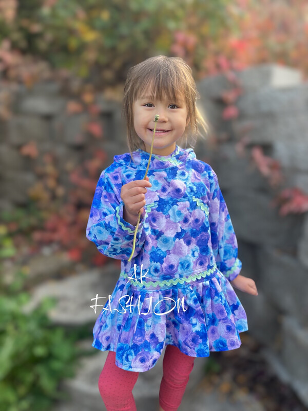 children's Kuspuk girls kuspuk Purple Flowers Kuspuk