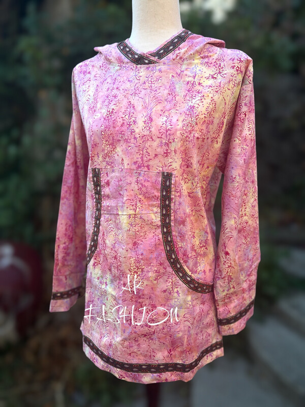 Pink Fireweed women kuspuk With Red