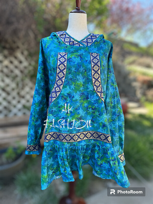 Blue and Green Turtle Kuspuk women kuspuk adult kuspuk