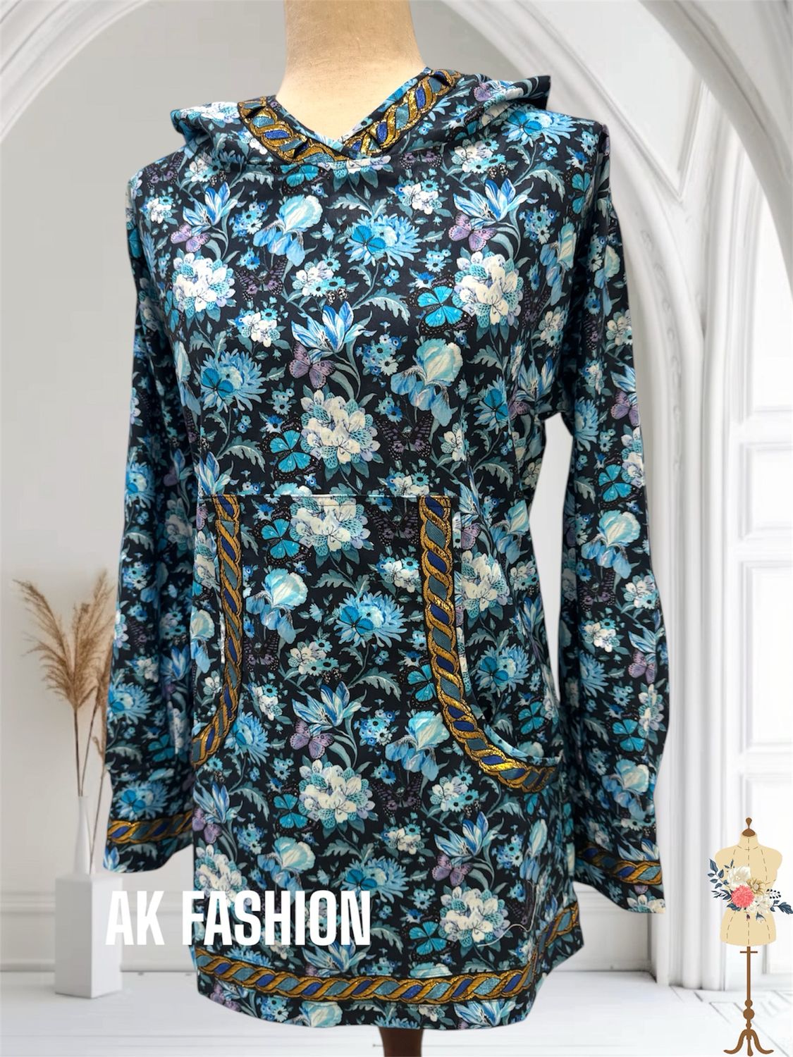Blue Flower women kuspuk Adult Kuspuk