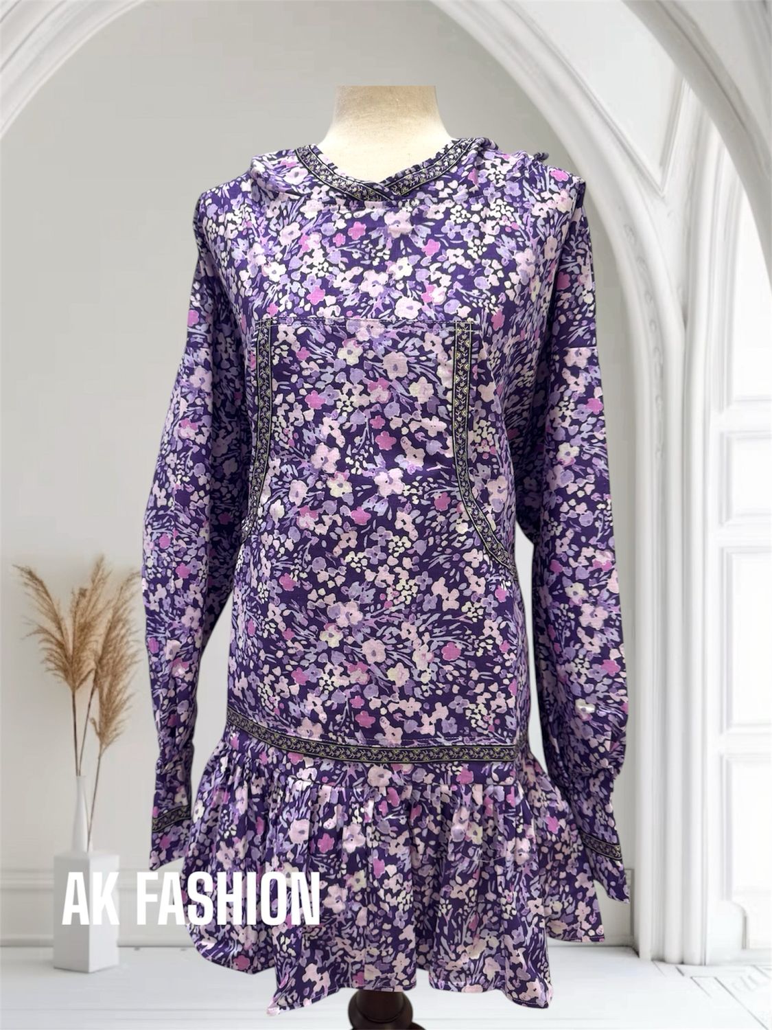 Purple Floral Kuspuk women kuspuk adult kuspuk