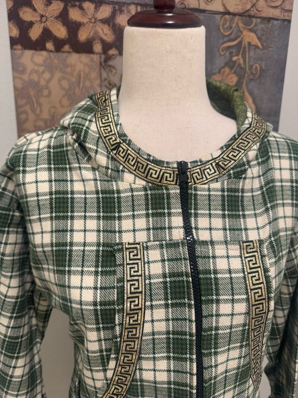 Flannel Green White Check women kuspuk /sweatshirt /sweater