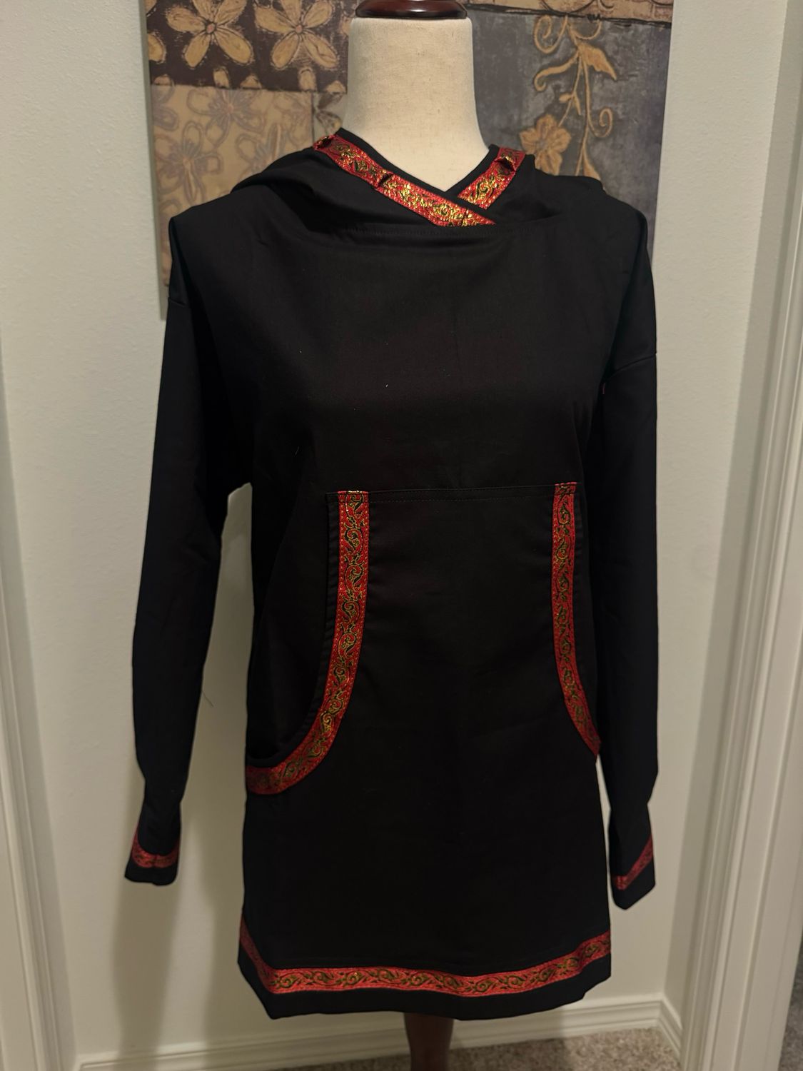Black With Red Trim women kuspuks adult kuspuk alaska kuspuk Red Kuspuk