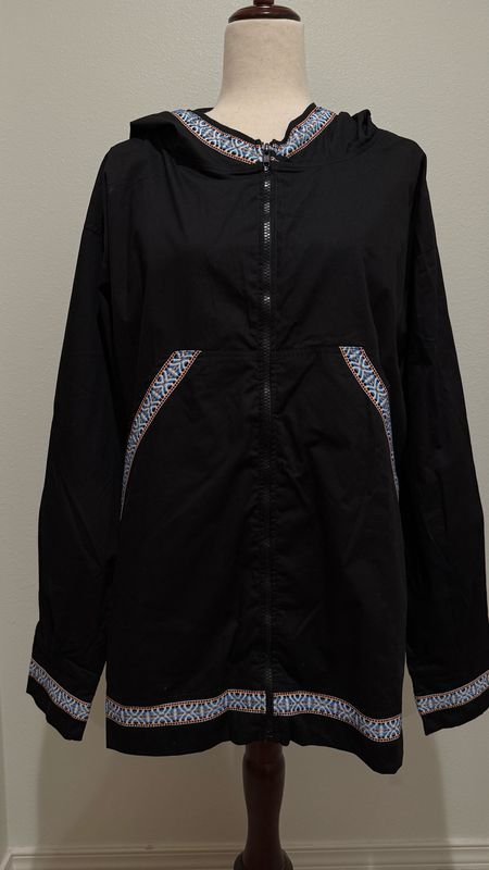 Black With White Trim Zippered