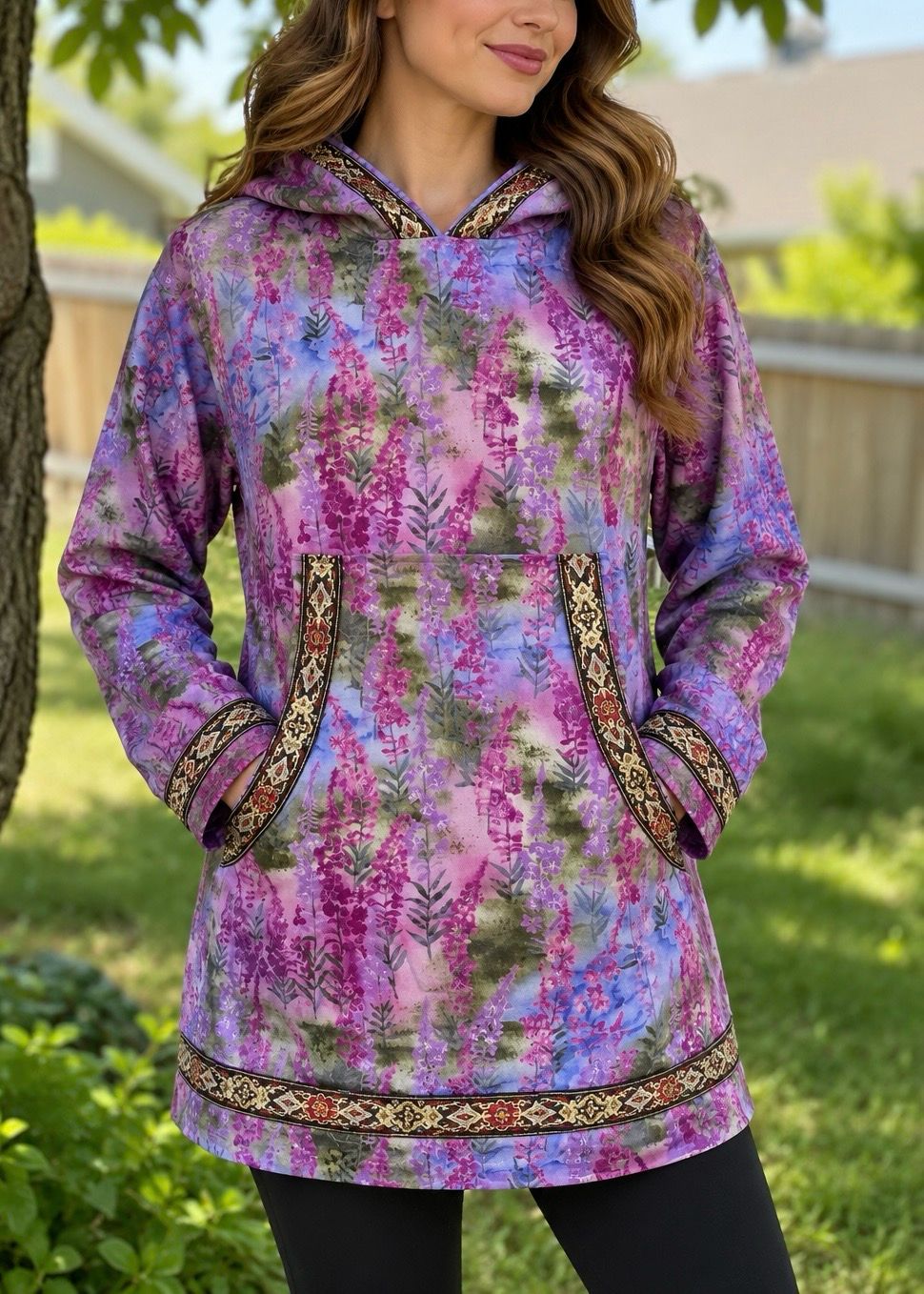 kuspuk Purple fireweed kuspuk women kuspuk
