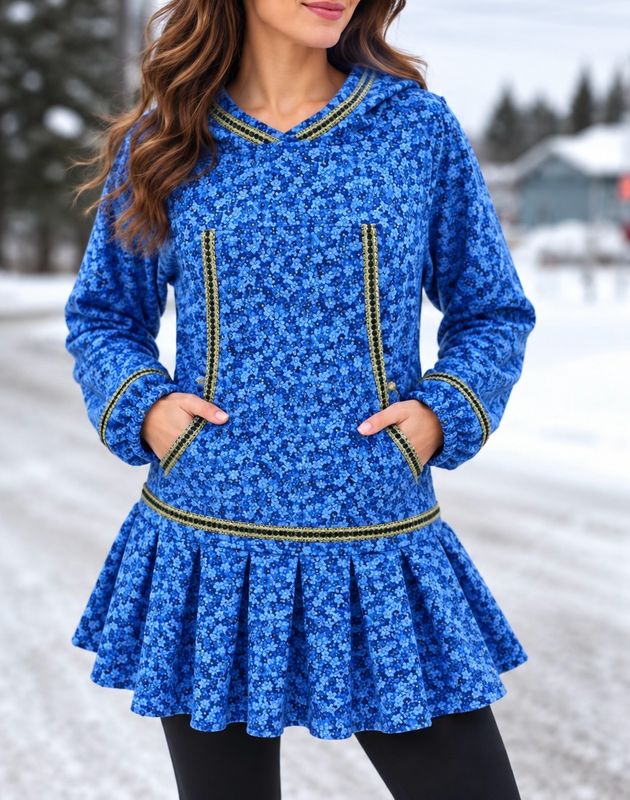 forgot me or not flower Women kuspuk 2/3 sleeves with elastic adult kuspuk alaska kuspuk