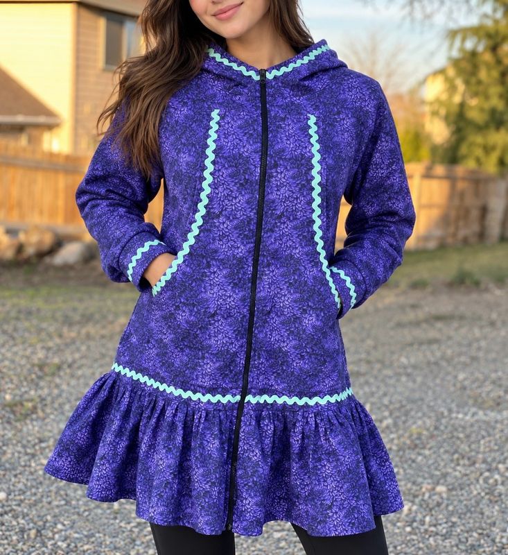 Purple Flowers Custom made /made to order women kuspuk