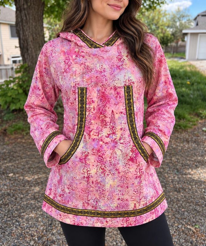 Pink Fireweed women kuspuk With Gold 