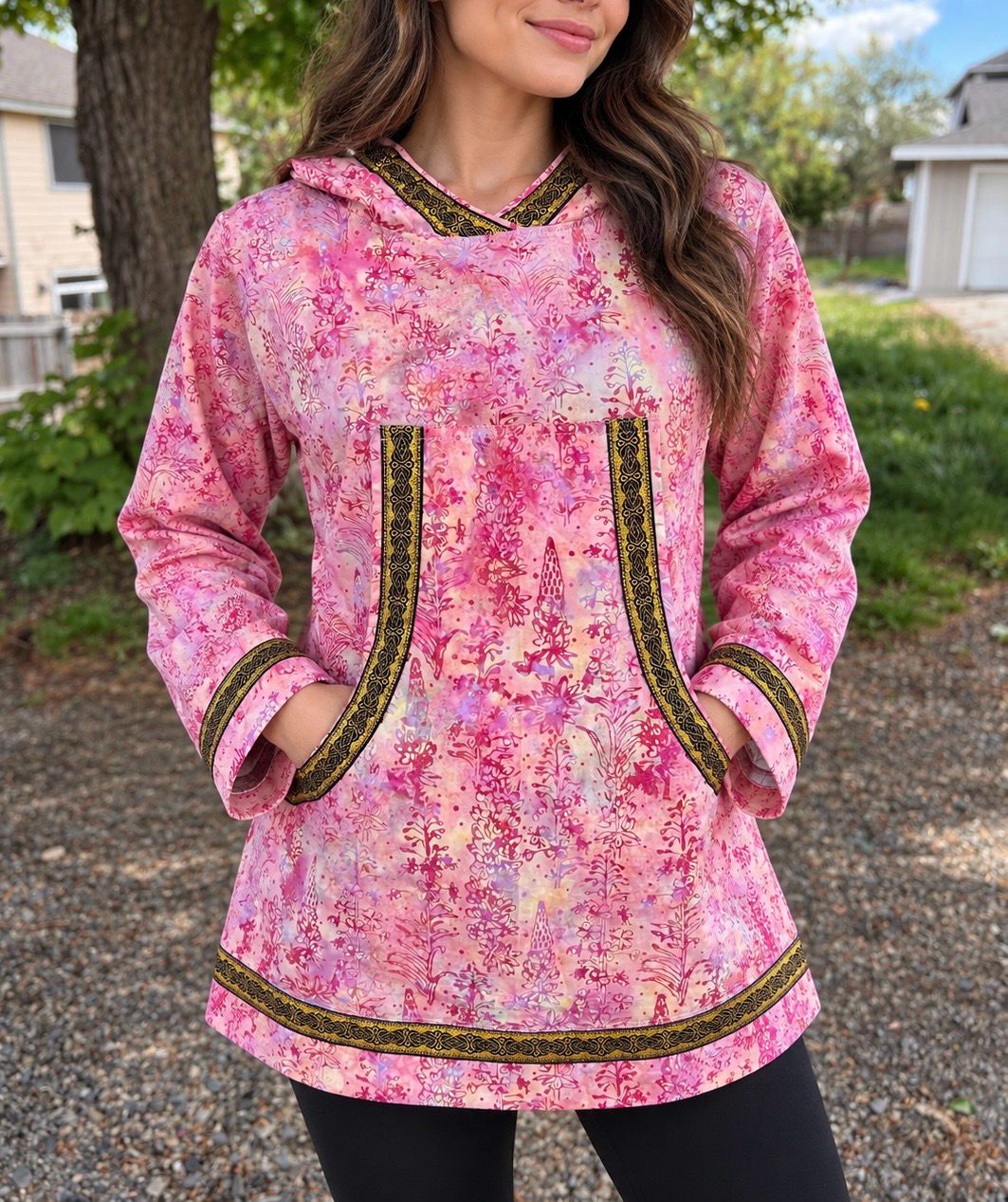 Pink Fireweed women kuspuk With Gold 