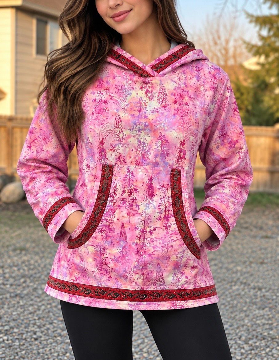 Pink Fireweed women kuspuk With Red