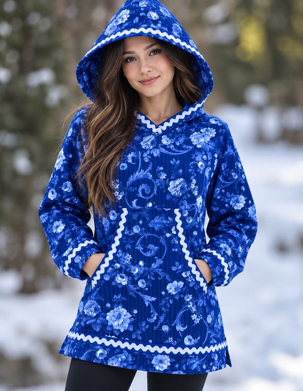 Blue Floral Kuspuk women kuspuk adult kuspuk