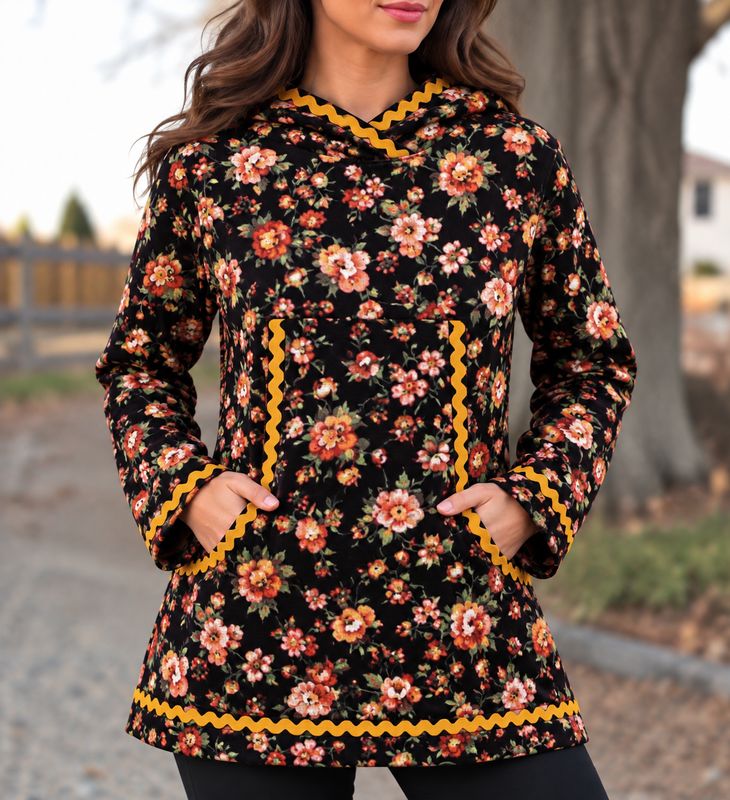 floral In Black Kuspuk Women kuspuk