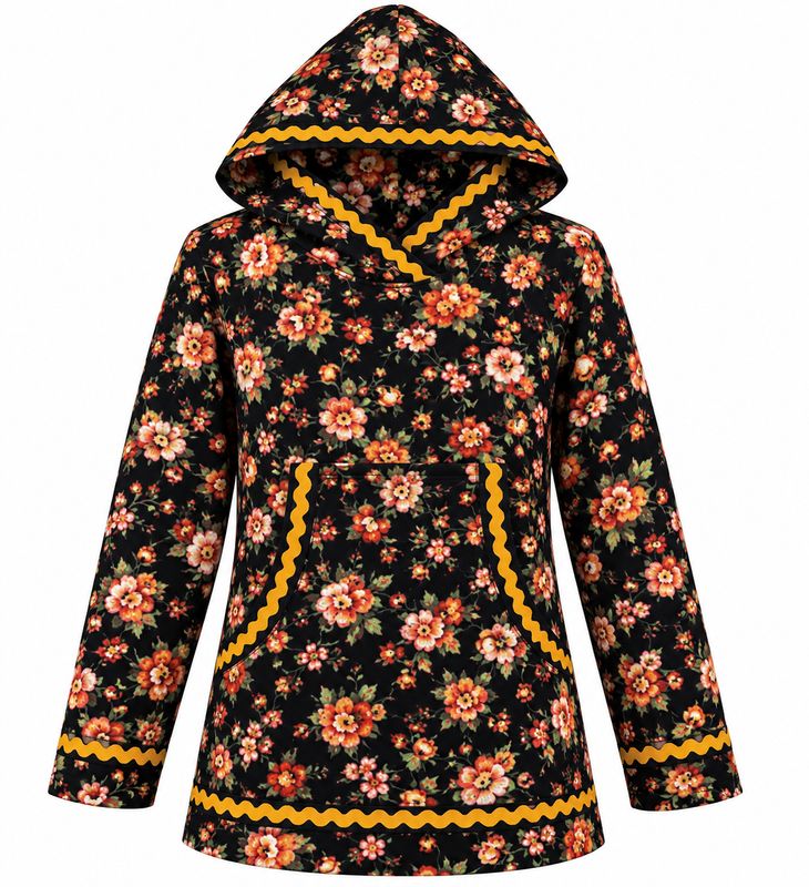 floral In Black Kuspuk Women kuspuk