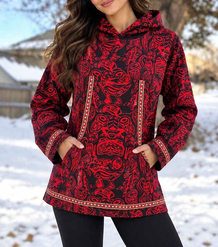 love birds Red Native Spirit kuspuk Batiks Kuspuk