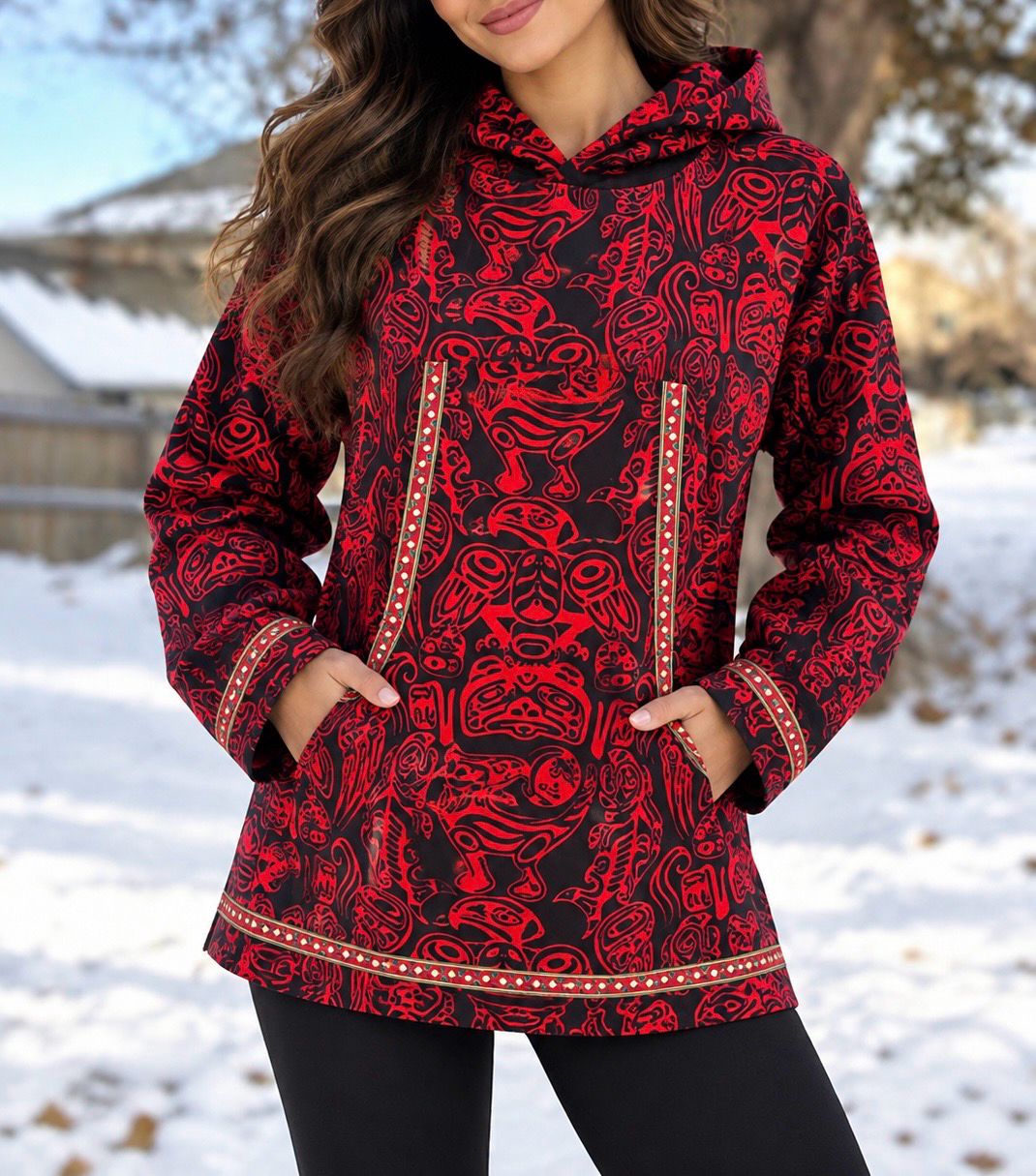 love birds Red Native Spirit kuspuk Batiks Kuspuk