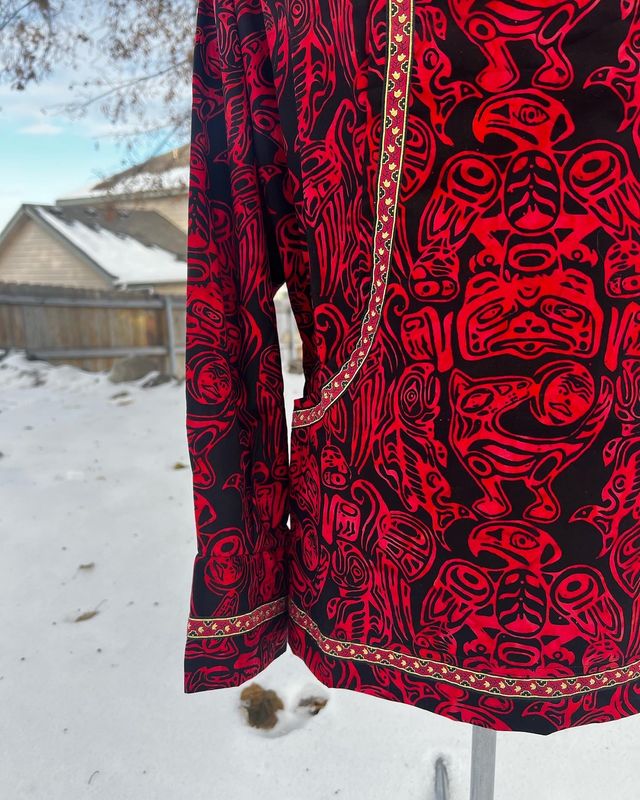 love birds Red Native Spirit kuspuk Batiks Kuspuk