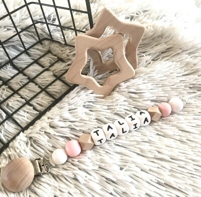 Talia style - pacifier clip with name