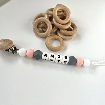 Amie style - pacifier clip with name