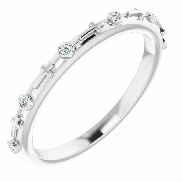 Bezel Set Diamond Rosary Ring