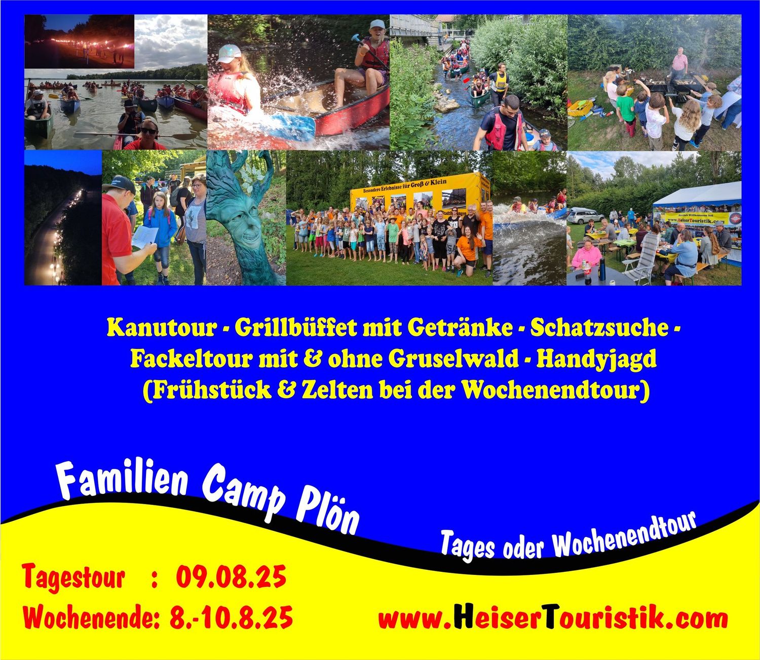 Tagesevent Plöner See (Kanutour, Abend-Büffet mit Getränke & Gruselwald + Fackeltour) 9.8.25